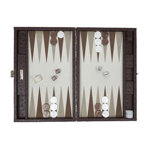 Brown Ostrich Medium Backgammon Set, medium